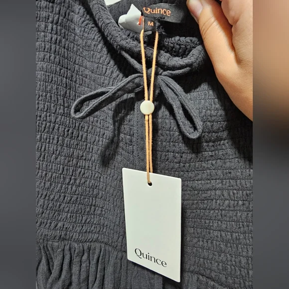 NWT Quince 100% Cotton Smocked Midi Dress, Medium - Picture 4 of 6